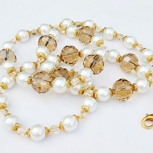 Faceted Champagne Crystal Quartz Pearl and Citrine